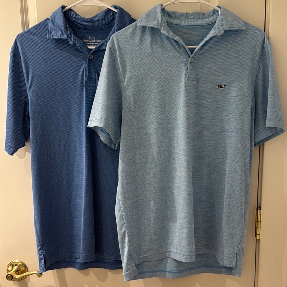2- Vineyard Vines Blue Performance Polo Shirts